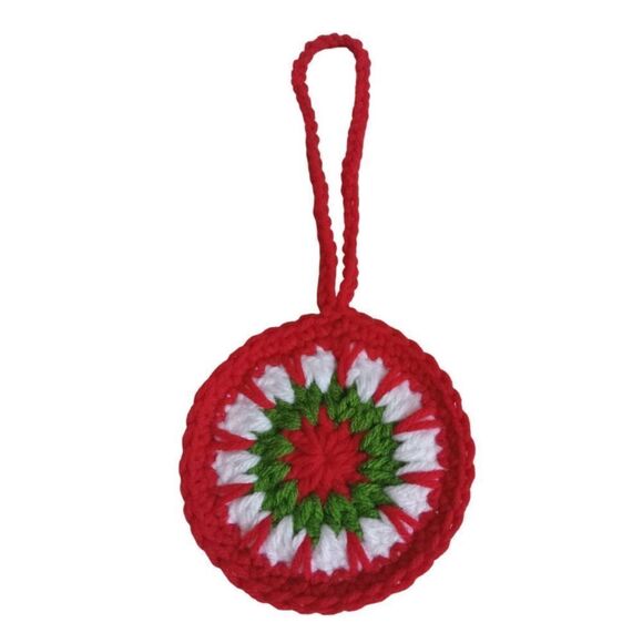 Handmade Red White and Green Acyrlic Crochet Hanging Christmas Ornament Decor - Picture 1 of 7
